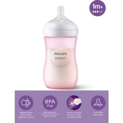 Philips Avent Natural Response Pp Pembe Biberon, 260ML, 1+ Ay,doğal Tepkili Biberon Emziği