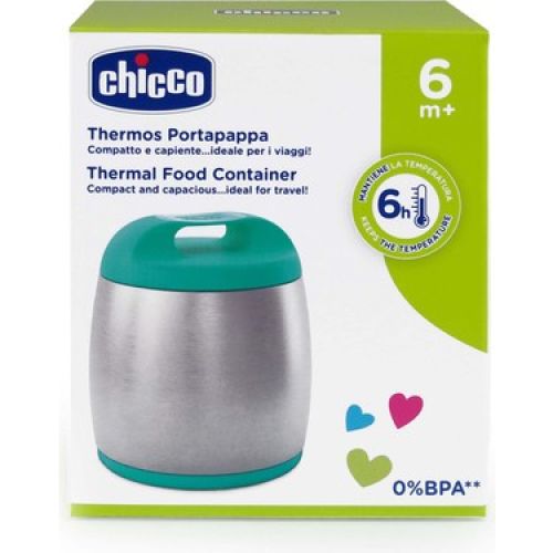 Chicco Paslanmaz Çelik Mama Termosu Mavi 6 saat