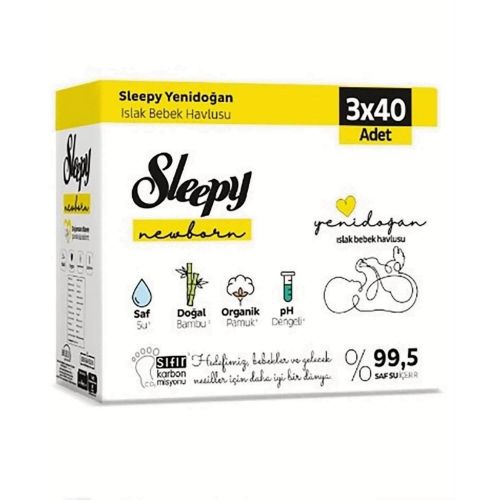 Sleepy Natural Yenidoğan Islak Pamuklu Bambu Mendil 3x40