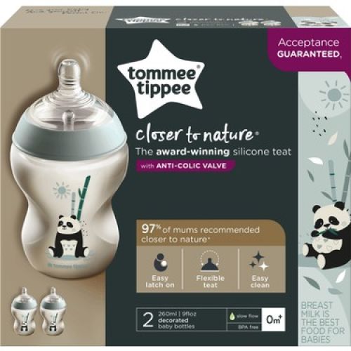 Tommee Tippee Pp Closer To Natura 2 Li Biberon 260 ml Panda Desenli