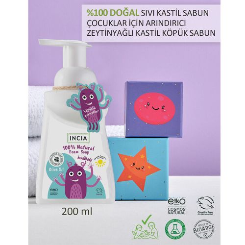 Incia Çocuklar Için Zeytinyağlı Doğal Köpük Sabun 200 ml