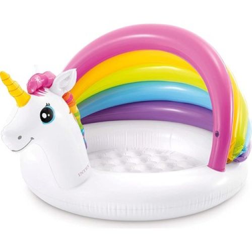 Intex Unicorn Şekilli Şişme Taban Gölgelikli Bebek Havuzu 127X102X69 cm