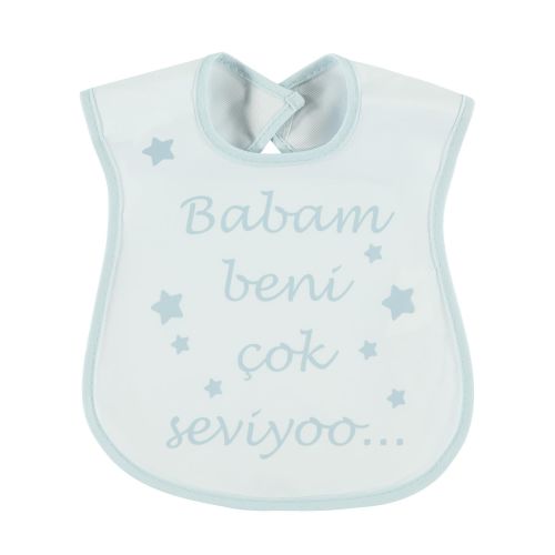 Misket Bebek Poli Pvc Yazılı Mama Önlüğü 0-24 Ay Babam