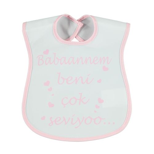 Misket Bebek Poli Pvc Yazılı Mama Önlüğü 0-24 Ay Babaannem