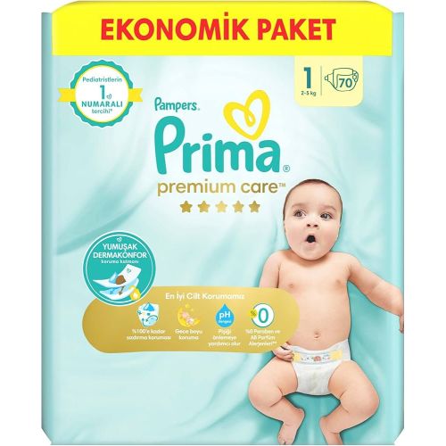 Prima Premium Care Bebek Bezi Yenidoğan 1 numara. Ekonomik Paket(2-5kg) 70 adet