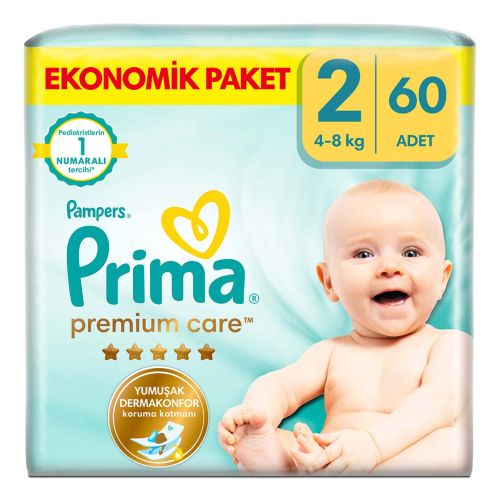 Prima Bebek Bezi Premium Care 2 Numara 60'lı 4-8 kg Ekonomik Paket