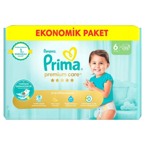 Prima Bebek Bezi Premium Care 6 Numara 35'li 13+ Kg Ekonomik Paket