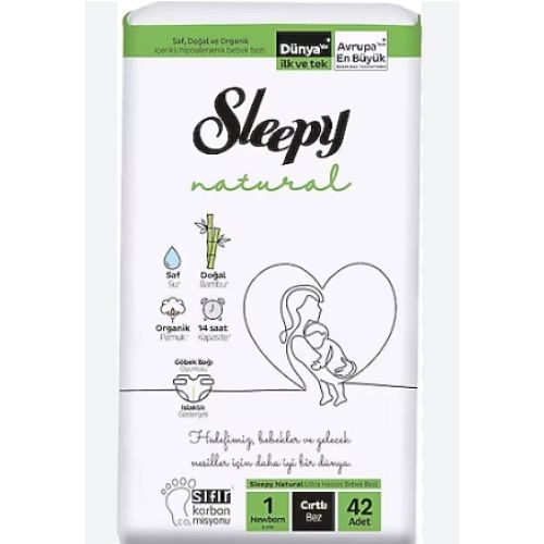 Sleepy Natural Jumbo 1 numara Bebek Bezi Yenidoğan 42 Adet  (2-5kg)