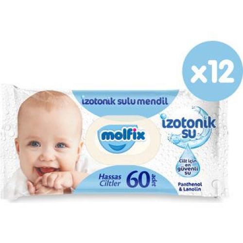 Molfix İzotonik Sulu Hassas Ciltler Islak Mendil 12X60 Yaprak