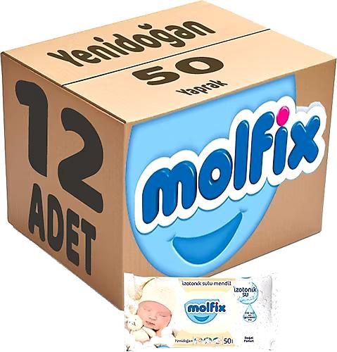 Molfix İzotonik Sulu Yenidoğan Islak Mendil 12X50 Yaprak